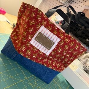 Floral Red and Blue Tote Bag